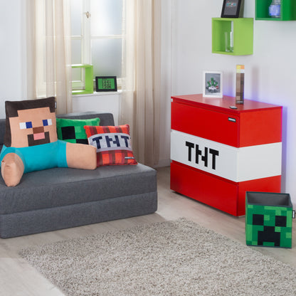 MINECRAFT - Kommode mit 3 Schubladen, Dresser, TNT-Würfel, Gaming Möbel mit Beleuchtung