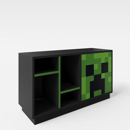 MINECRAFT - TV-Möbel, Lowboard, Konsolen-Regal, Gaming Möbel mit dunklem Design und Beleuchtung