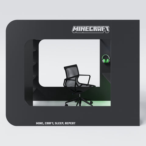 MINECRAFT - Kojenbett, Hochbett 120x200cm, Gaming Möbel mit dunklem Design und leuchtenden Elementen