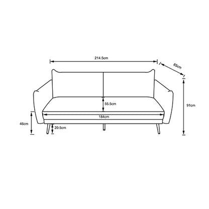 Denver - 3er Bettsofa, gepolstertes Schlafsofa mit Arm- und Rückenlehne, in Anthrazit