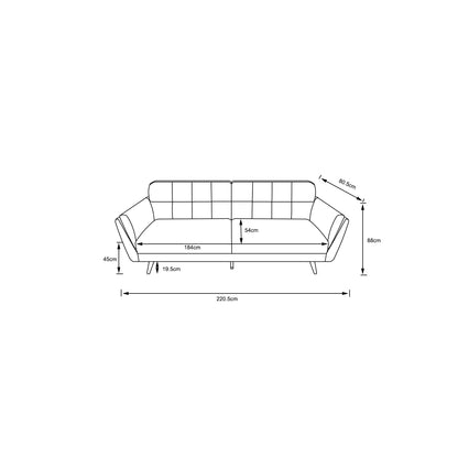 Helsinki- 3er Bettsofa, gepolstertes Schlafsofa mit Arm- und Rückenlehne, Stoffbezug in Mint