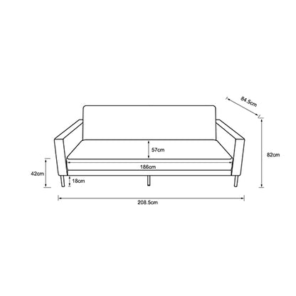 Dayton- 3er Bettsofa, gepolstertes Schlafsofa mit Arm- und Rückenlehne, Polyester in Blau