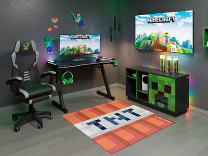 MINECRAFT - Schreibtisch, Bürotisch, Gaming-Tisch, Möbel mit dunklem Design und leuchtenden Elementen