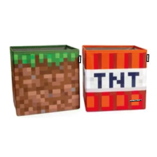 MINECRAFT - Aufbewahrungsboxen im 2er Set, faltbare Stoffboxen mit Stauraum, Grasblock Design