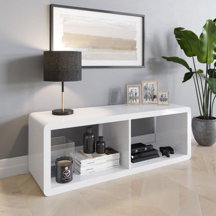 Lowboard, hochglanz, Design– Regal, einrichten-24 TV-Möbel, weiss modernes