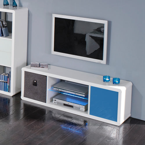 modernes weiss Design, Regal, TV-Möbel, – Lowboard, hochglanz einrichten-24