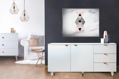 Pattern - Sideboard mit 2 Türen und 3 Schubladen mit Soft-Close, gefräster Front, weiss mit Kupferakzenten - einrichten-24, Kommoden & Sideboards 