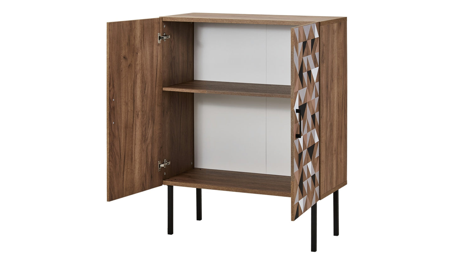 Spectral - Highboard mit 2 Türen mit Soft-Close, bedruckter Front, tobacco oak mit schwarz matt lackierten Metallkomponenten - einrichten-24, Kommoden & Sideboards 