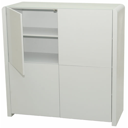 Atlanta - Highboard, Kommode, Stauraummöbel mit 4 Türen, Glaskomponenten, weiss hochglanz - einrichten-24, Kommoden & Sideboards 