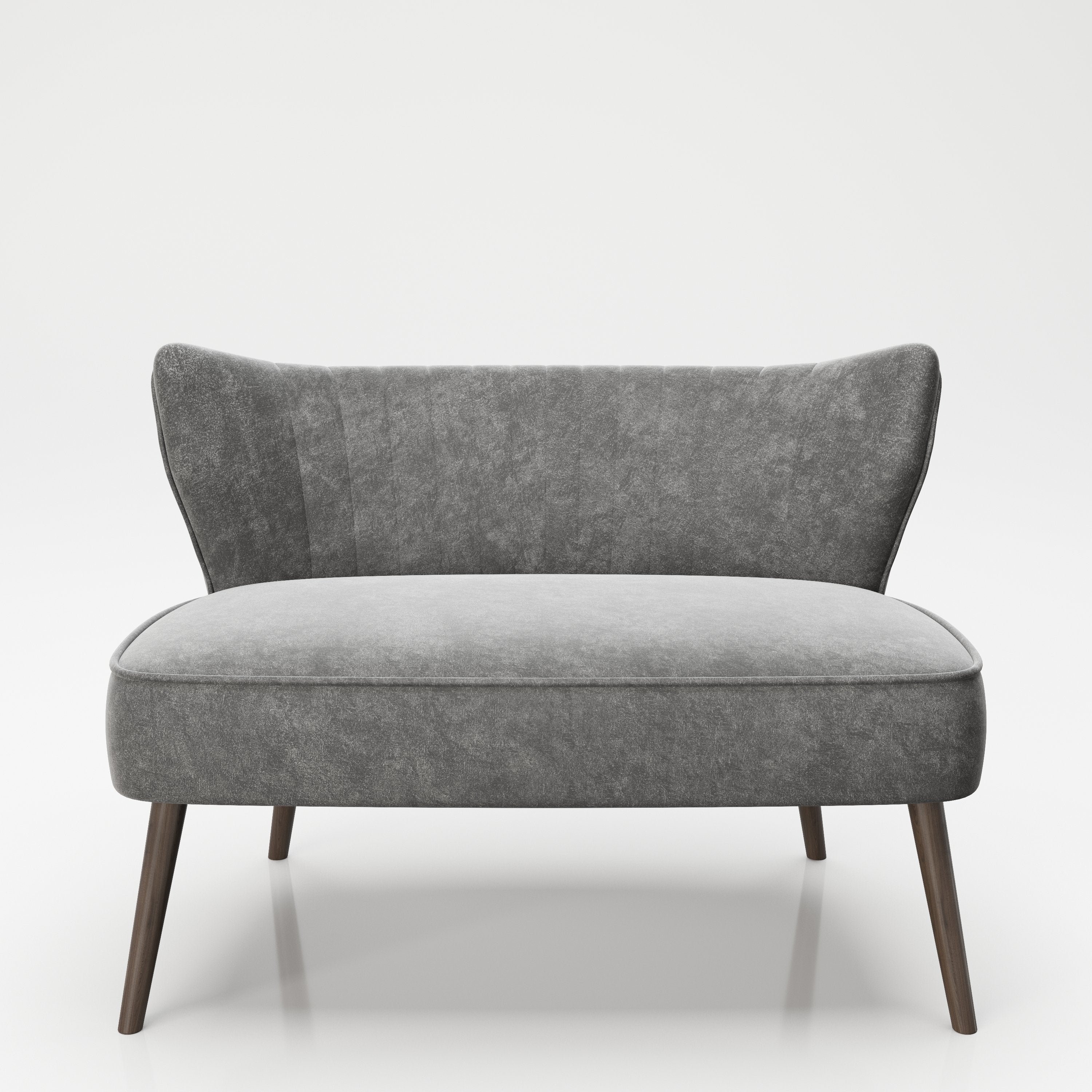 PLAYBOY - Sofa, Couch, einrichten-24 Loveseat gepolstert, in Retro-Design Grau, – Samt