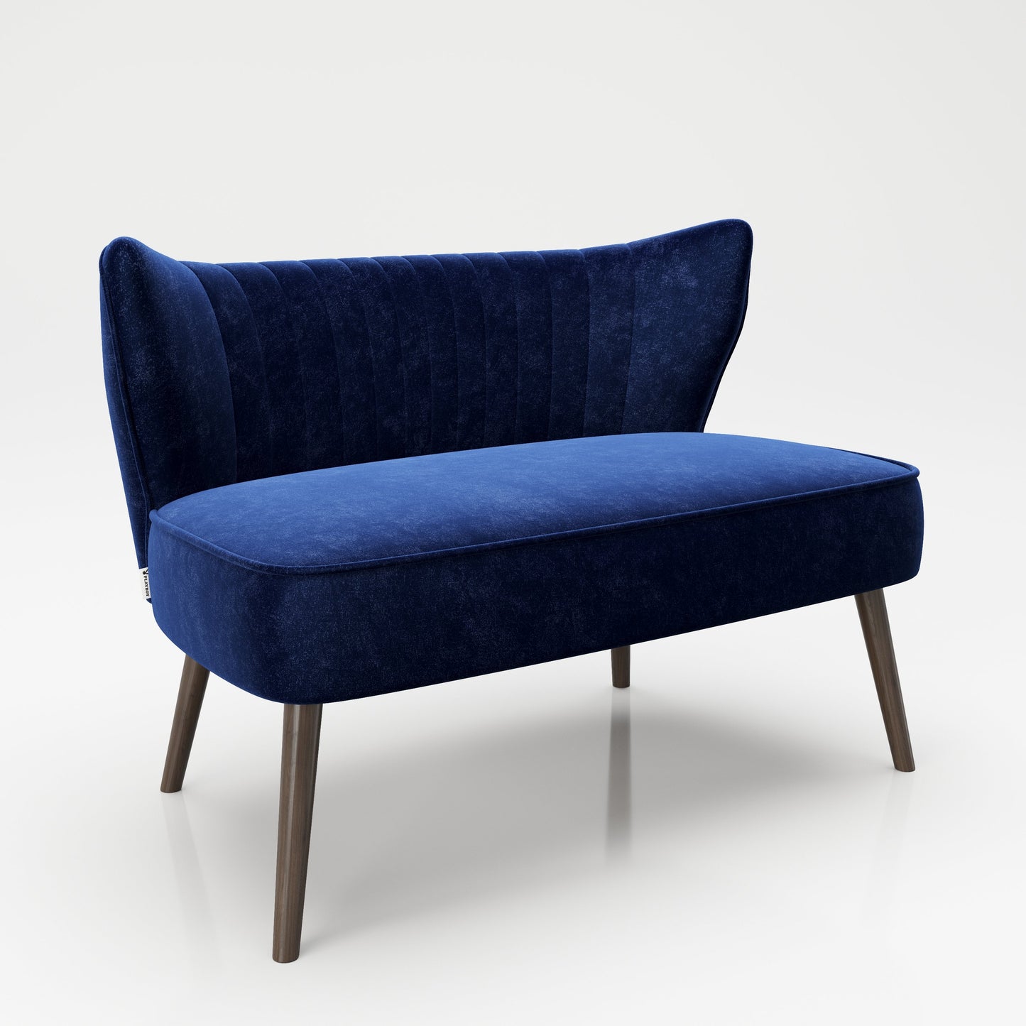 PLAYBOY - Sofa "KELLY", gepolsterter Loveseat mit Rückenlehne, Samtstoff in Blau mit Massivholzfüssen,Sessel & Sitzhocker - playboy