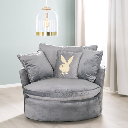 PLAYBOY - Drehsessel/Loveseat "ELOISE" Fernsehsessel inkl. 4 Kissen, gepolsterte Sitz- und Rückenlehne, 360° Drehfunktion, Samtstoff in Anthrazit