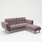 PLAYBOY - Sofa mit Fussablage "SCARLETT" gepolsterte Couch mit Bettfunktion, Samtstoff in Rosa mit Massivholzfüsse, Retro-Design,Sofas & Ottomane - playboy