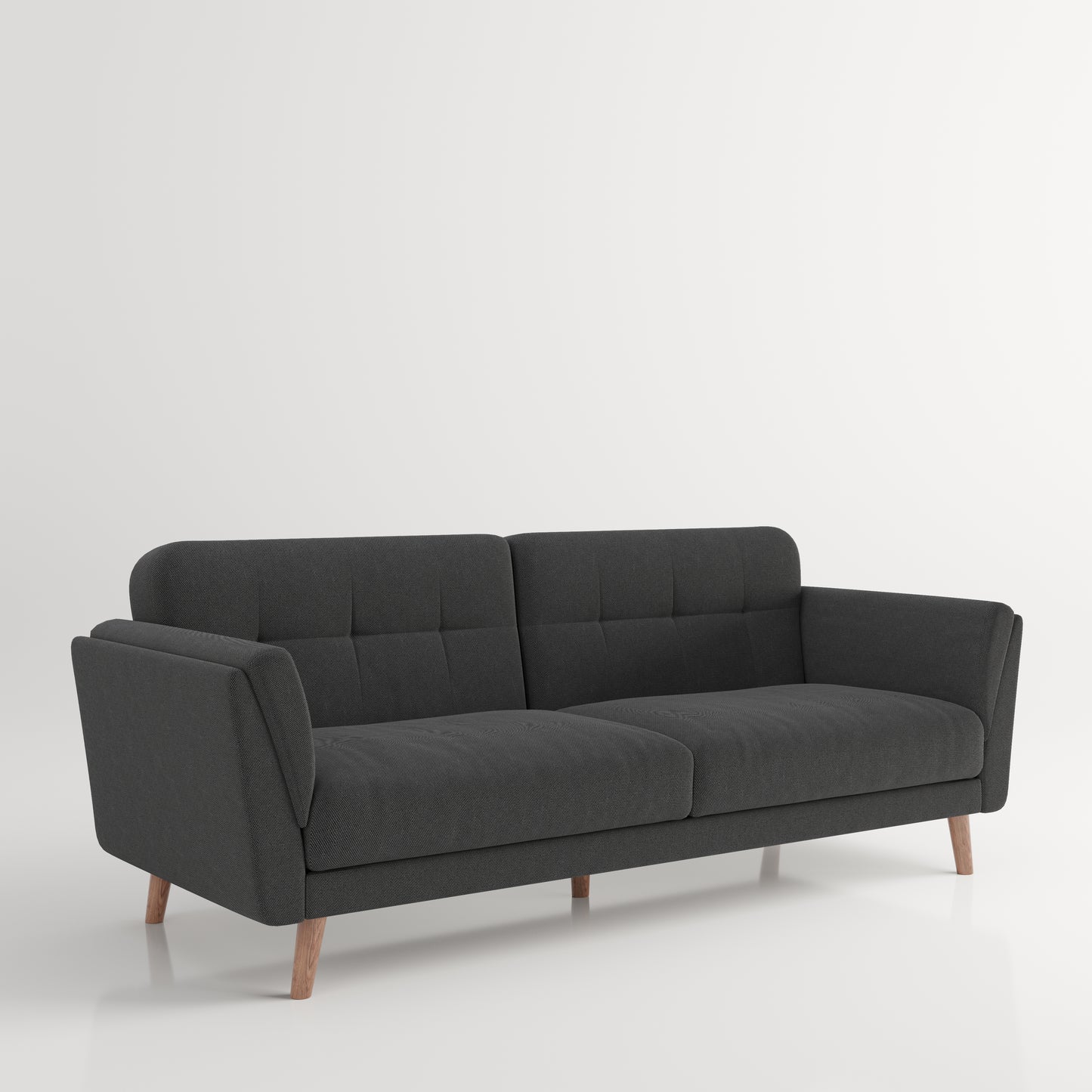 Helsinki- 3er Bettsofa, gepolstertes Schlafsofa mit Arm- und Rückenlehne, Polyester in Anthrazit