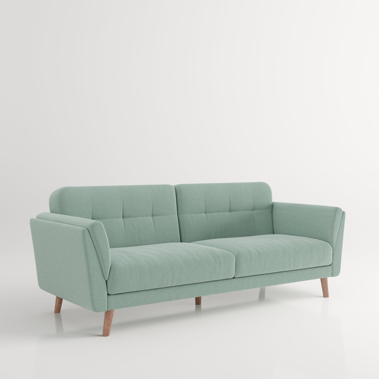 Helsinki- 3er Bettsofa, gepolstertes Schlafsofa mit Arm- und Rückenlehne, Stoffbezug in Mint