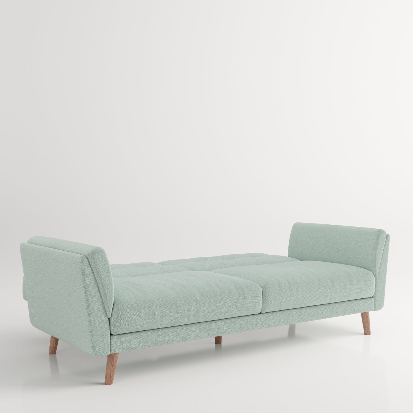 Helsinki- 3er Bettsofa, gepolstertes Schlafsofa mit Arm- und Rückenlehne, Stoffbezug in Mint