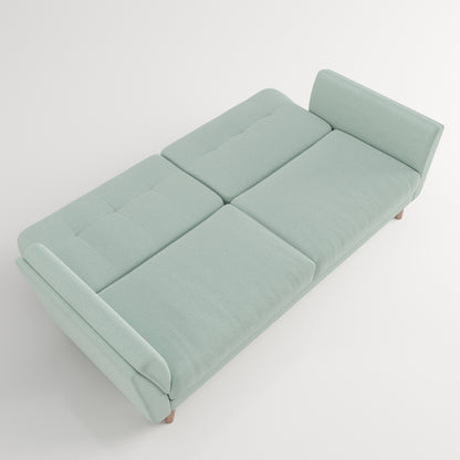 Helsinki- 3er Bettsofa, gepolstertes Schlafsofa mit Arm- und Rückenlehne, Stoffbezug in Mint