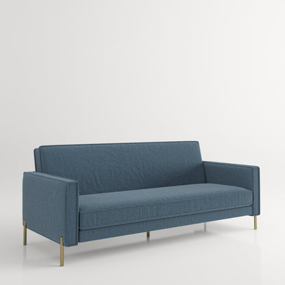 Dayton- 3er Bettsofa, gepolstertes Schlafsofa mit Arm- und Rückenlehne, Polyester in Blau