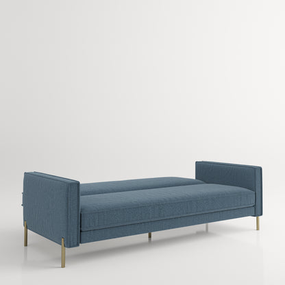 Dayton- 3er Bettsofa, gepolstertes Schlafsofa mit Arm- und Rückenlehne, Polyester in Blau