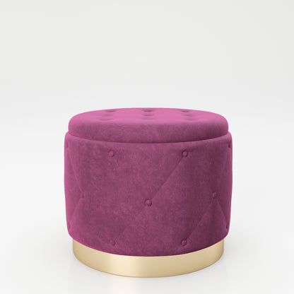 PLAYBOY - Pouf "LIZ" gepolsterter Sitzhocker mit Stauraum, Samtstoff in Lila und Chesterfield-Optik, goldener Metallfuss, Retro-Design,Sessel & Sitzhocker - playboy