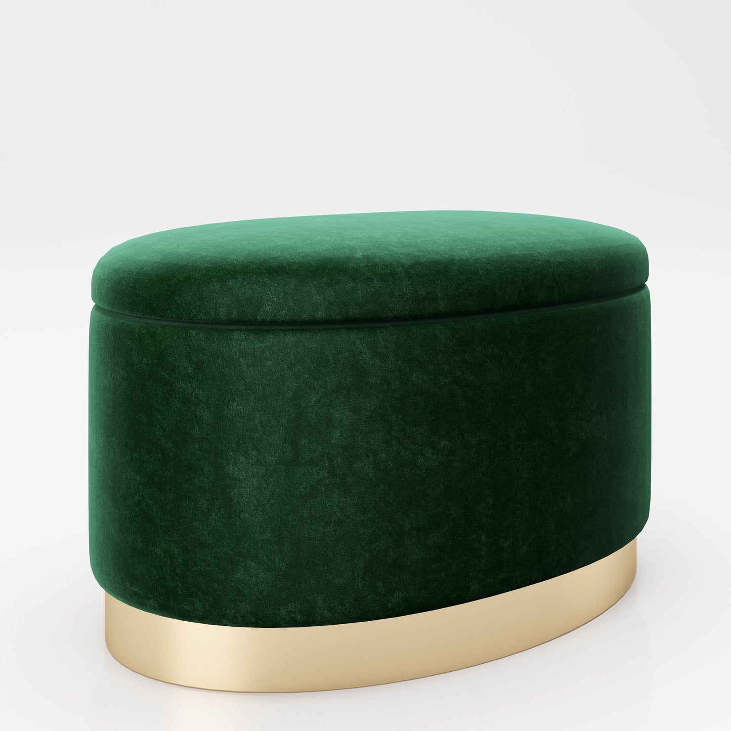 PLAYBOY - ovaler Pouf "ROSANNE" gepolsterter Sitzhocker mit Stauraum, Samtstoff in Grün, goldener Metallfuss, Retro-Design,Sessel & Sitzhocker - playboy