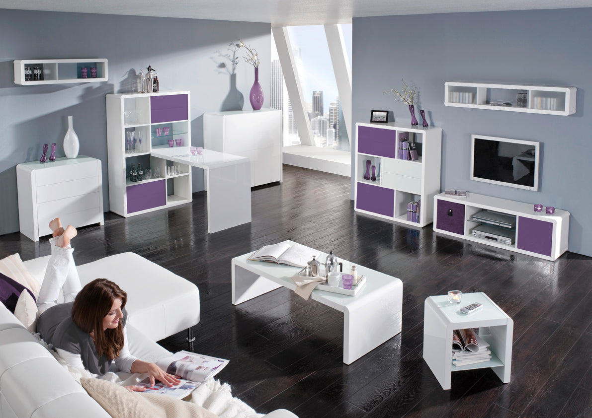 Lowboard, TV-Möbel, einrichten-24 Design, modernes Regal, – hochglanz weiss