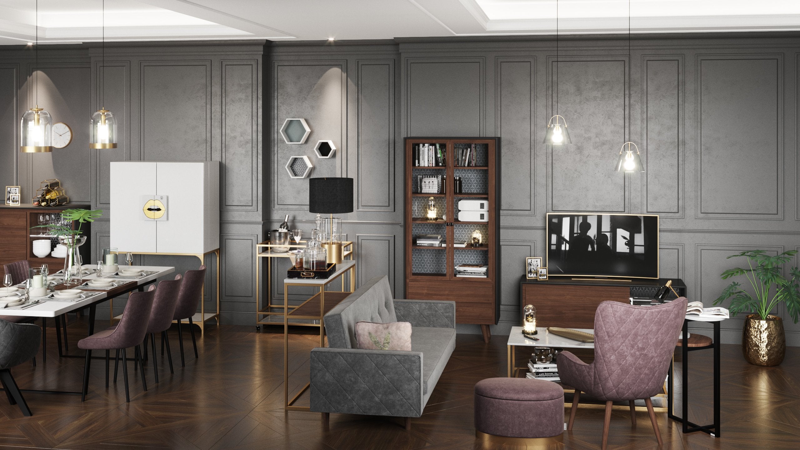 PLAYBOY - Sofa, Retro-Design Grau, in einrichten-24 Samt Couch, – gepolstert, Loveseat